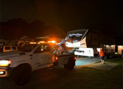 Tow truck ready for repo dispatch